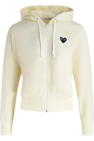 Comme des Garçons Sweathshirts & Hoodies, Dame, , S, Polyester, Heart Hoodie Ivory Zipper