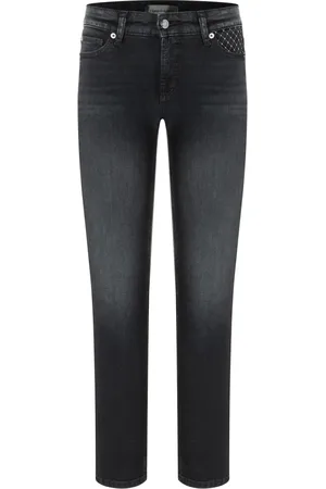 Cambio Jeans, Dame, Blå, 2XL, Denim, Cropped Slim-fit Jeans