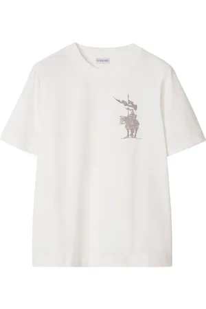 Burberry Top, Dame, Hvid, S, Bomuld, T-shirt med Equestrian Knight Design
