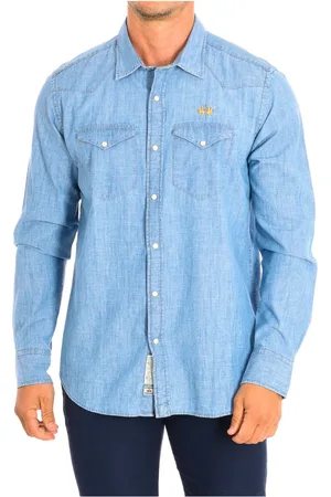 La Martina Skjorte, Herre, Blå, S, Denim, Klassisk denimskjorte med lange ærmer
