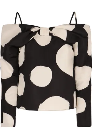 Nina Ricci Top, Dame, Sort, 2XS, Bomuld, Polkaprikket Off-shoulder Bomuldstop