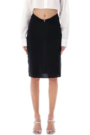COPERNI Nederdel, Dame, Sort, XS, Uld, Triangle Back Midi Skirt