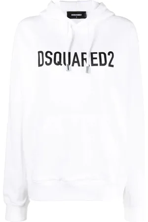 Dsquared2 Sweathshirts & Hoodies, Dame, Hvid, L, Tyl, Cozy Stylish Hættetrøje
