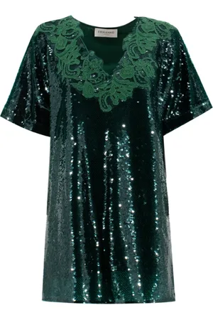 ERMANNO SCERVINO Kjole, Dame, Grøn, M, Polyester, Sequin Mini Dress