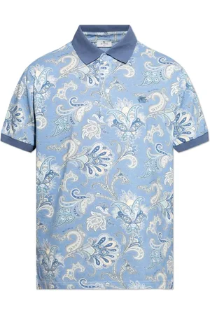 Etro Top, Herre, Blå, M, Bomuld, Bomuldspoloshirt med dekorativt mønster