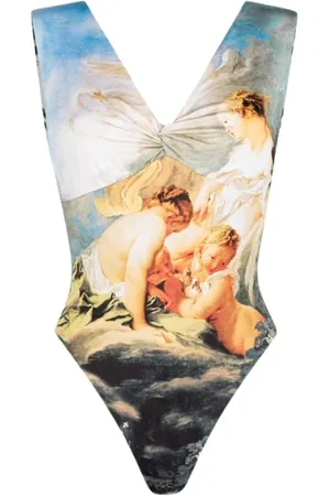 Roberto Cavalli Badetøj, Dame, Flerfarvet, 2XS, Maleri-Print Reversibel Badedragt