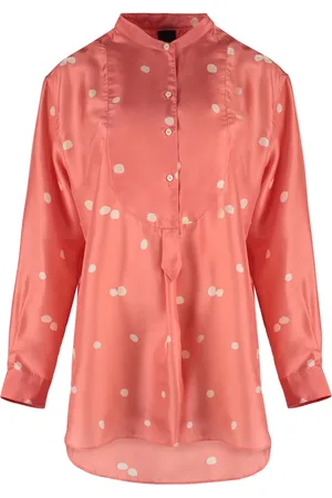 Aspesi Bluser & Skjorter, Dame, Rød, 2XS, Uld, Silke Polka-Dot Skjorte med Nacre Knapper