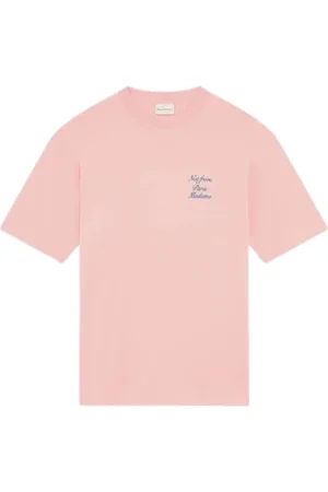 Drôle de Monsieur Top, Herre, Lyserød, XL, Bomuld, Kursiv Slogan Bomuld T-Shirt