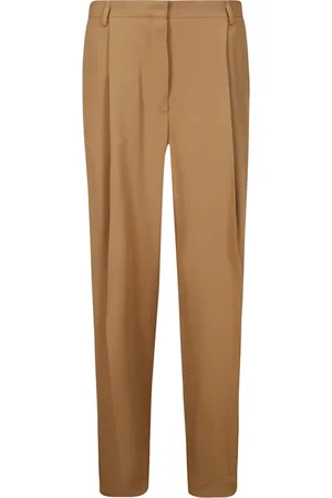 DRIES VAN NOTEN Bukser, Dame, Brun, L, Uld, Straight Bukser med Frontstribe