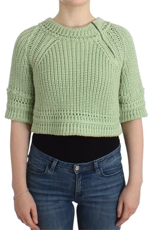 ERMANNO SCERVINO Strik, Dame, Grøn, S, Bomuld, Cropped Sweater