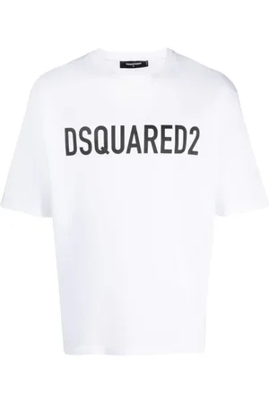 Dsquared2 Top, Herre, Hvid, L, Bomuld, Logo Trykt Bomulds T-shirt