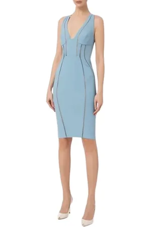 Elisabetta Franchi Kjole, Dame, Blå, M, Stretch Crêpe Kjole med Cut-Out Detaljer