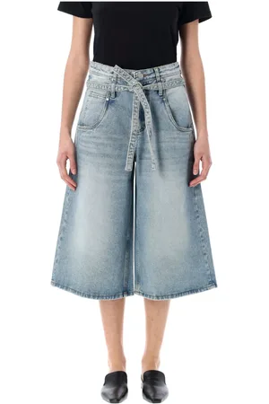 Low Classic Shorts, Dame, Blå, M, Denim, Blå Denim Bermuda Shorts med Bælte