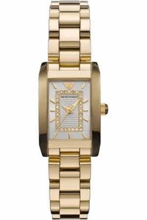 Emporio Armani Tilbehør, Dame, Gul, ONE SIZE, Uld, Guld Dame Quartz Ur i Rustfrit Stål