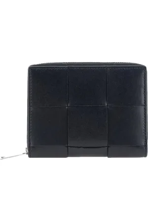 Bottega Veneta Tilbehør, Herre, Sort, ONE SIZE, Læder, Læder Zip Wallet Intreccio Weave
