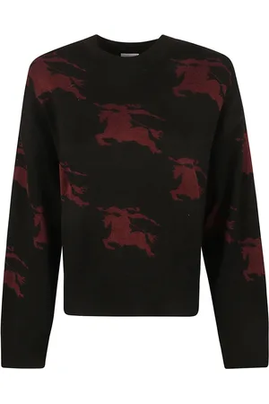 Burberry Sweathshirts & Hoodies, Dame, Sort, M, Bomuld, EKD Jacquard-strikket Jumper med Mønster