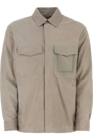 Etro Jakke, Herre, Grå, XL, Suede, Dove Grey Suede Skjorte