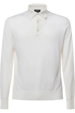 Ermenegildo Zegna Strik, Herre, Hvid, M, Uld, Uld Polo Shirt