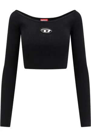 Diesel Top, Dame, Sort, M, Polyester, Rundhalset Langærmet Top