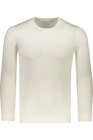 Calvin Klein Strik, Herre, Hvid, XL, Uld, Superior Uld Crew Neck Sweater