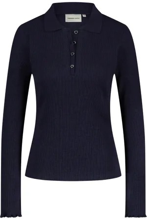Fabienne Chapot Top, Dame, Blå, L, Uld, Polo Shirt