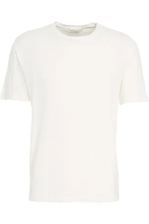 Daniele Fiesoli Top, Herre, Hvid, 2XL, Linned, Hvid Linned Crew Neck T-Shirt