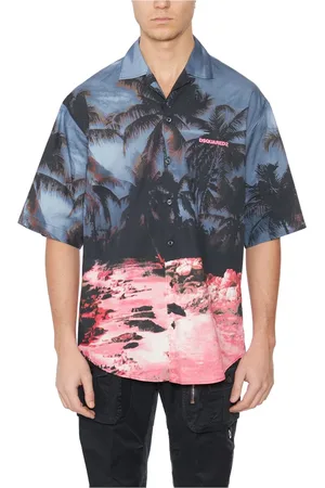 Dsquared2 Skjorte, Herre, Flerfarvet, L, Uld, Printed Bowling Shirt