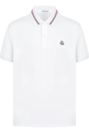 Moncler Top, Herre, Hvid, 3XL, Bomuld, Polo Shirt med Brandet Krave