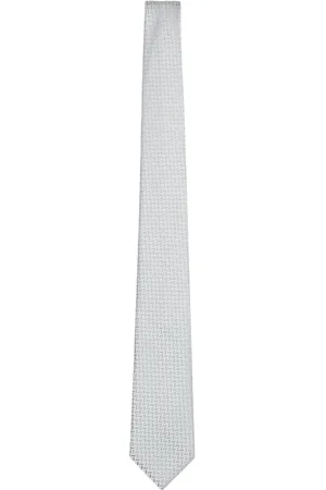 Emporio Armani Tilbehør, Herre, Grå, ONE SIZE, Chevron Jacquard Silkeblanding Slips