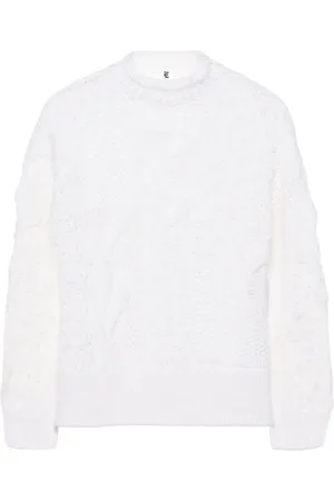 ERMANNO SCERVINO Strik, Dame, Hvid, S, Uld, Luksuriøs langærmet sweater med rund hals