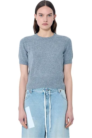 Maison Margiela Strik, Dame, Grå, L, Uld, Strikket Uld Crewneck Sweater