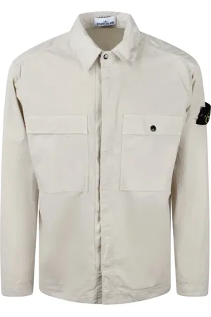 Stone Island Jakke, Herre, Grå, M, Bomuld, Stretch Bomuld Overshirt Jakke