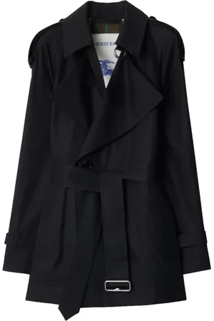 Burberry Frakke, Dame, Sort, 2XS, Uld, Stilfuld Trenchcoat