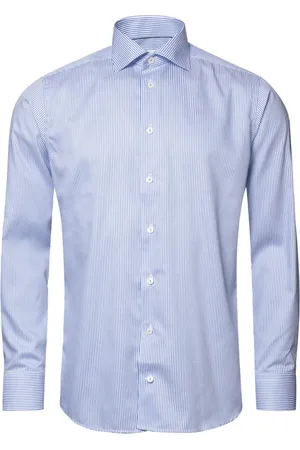 Eton Skjorte, Herre, Flerfarvet, L, Bomuld, Blå & Hvid Stribet Slim Fit Skjorte