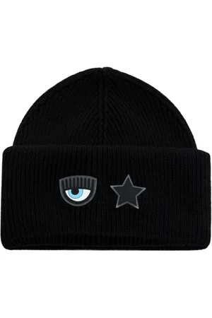 Chiara Ferragni Tilbehør, Dame, Sort, ONE SIZE, Uld, Berretto eyestar