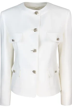 Max Mara Jakke, Dame, Hvid, M, Polyester, Let Jakke i Tessuto-stof