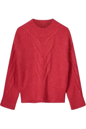 Summum Woman Strik, Dame, Rød, XS, Uld, Twiststrikket sweater