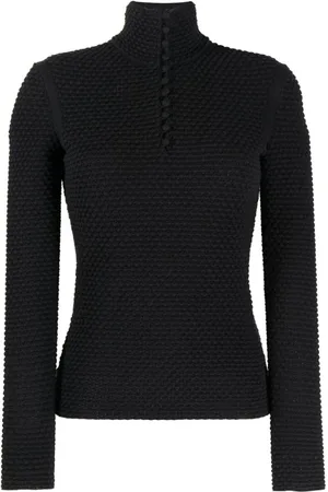 Salvatore Ferragamo Strik, Dame, Sort, XS, Bomuld, Mock-Neck Sweater