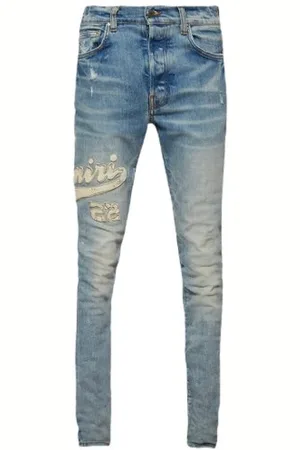 AMIRI Jeans, Dame, Blå, W31, Denim, Varsity Applique Logo Clay Indigo Jeans