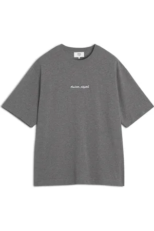 Maison Kitsuné Top, Herre, Grå, L, Bomuld, Broderet Logo T-shirt