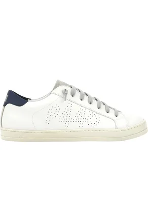P448 Sko, Herre, Hvid, 42 EU, Hvide sneakers med marineblå detaljer