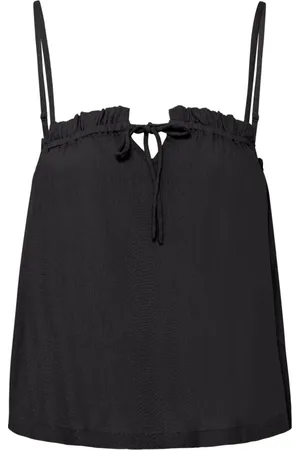 Ichi Top, Dame, Sort, M, Uld, Sort Top med Sløjfedetalje