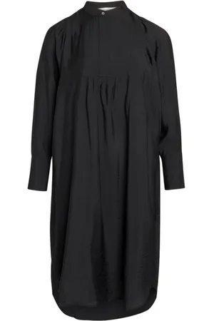 Co`Couture Kjole, Dame, Sort, L, Uld, Volume Kjole med Pufærmer og Flæsedetaljer