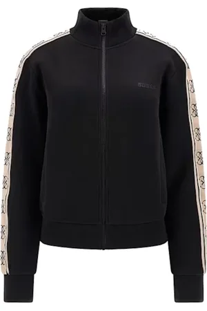 Guess Sweathshirts & Hoodies, Dame, Sort, M, Bomuld, Bomuldsjakke med fuld lynlås i sort med 4G-logo