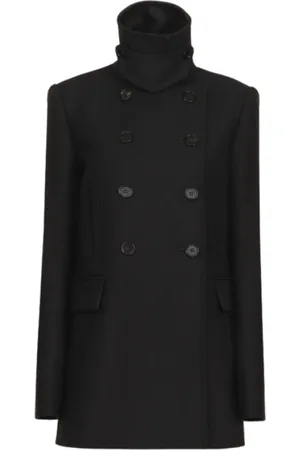 Chloé Frakke, Dame, Sort, L, Uld, Skræddersyet Peacoat i Uld Gabardine