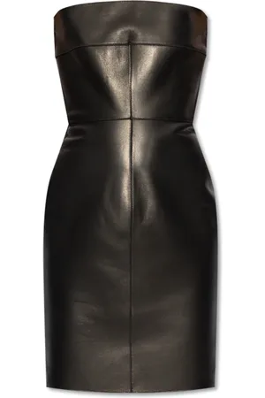 Dsquared2 Kjole, Dame, Sort, 3XS, Uld, Off-the-shoulder Læderkjole