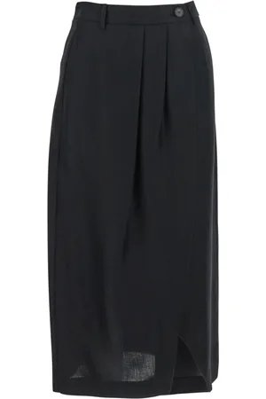 TELA Nederdel, Dame, Sort, M, Linned, Sort Linned Nederdel med Slids