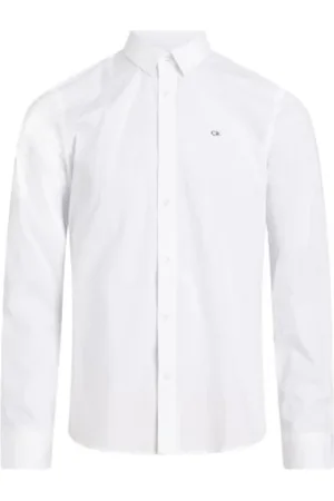 Calvin Klein Skjorte, Herre, Hvid, 2XL, Bomuld, Stretch Slim Poplin Skjorte