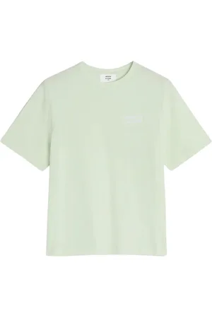 Maison Kitsuné Top, Dame, Grøn, M, Bomuld, Behagelig håndskrift T-shirt
