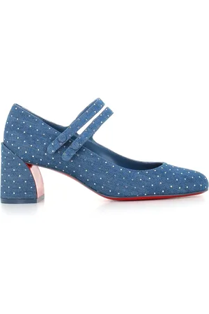 Christian Louboutin Sko, Dame, Blå, 37 EU, Denim, Blå Denim Hælepumps med Strass